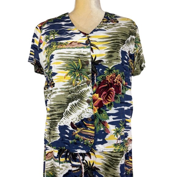 Hilo Hattie's Hawaiian 2pc Hibiscus Island Sleeveless Dress and Blouse Set - Picture 3 of 10